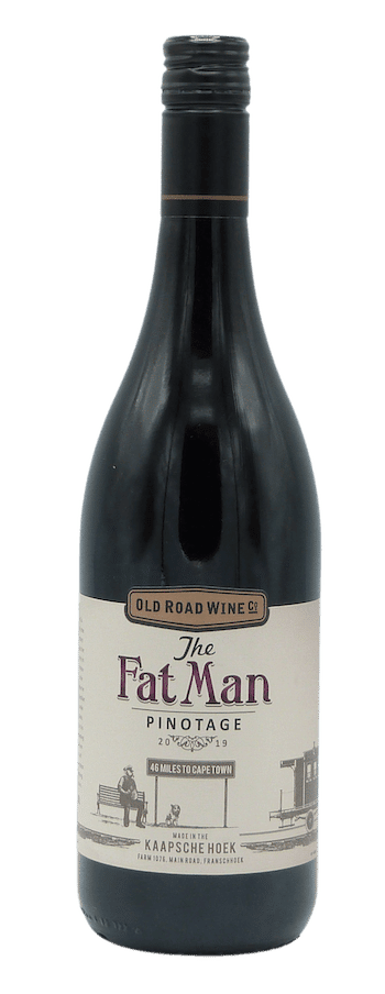 Old Road Wine Co. The Fat Man Pinotage cape and grapes